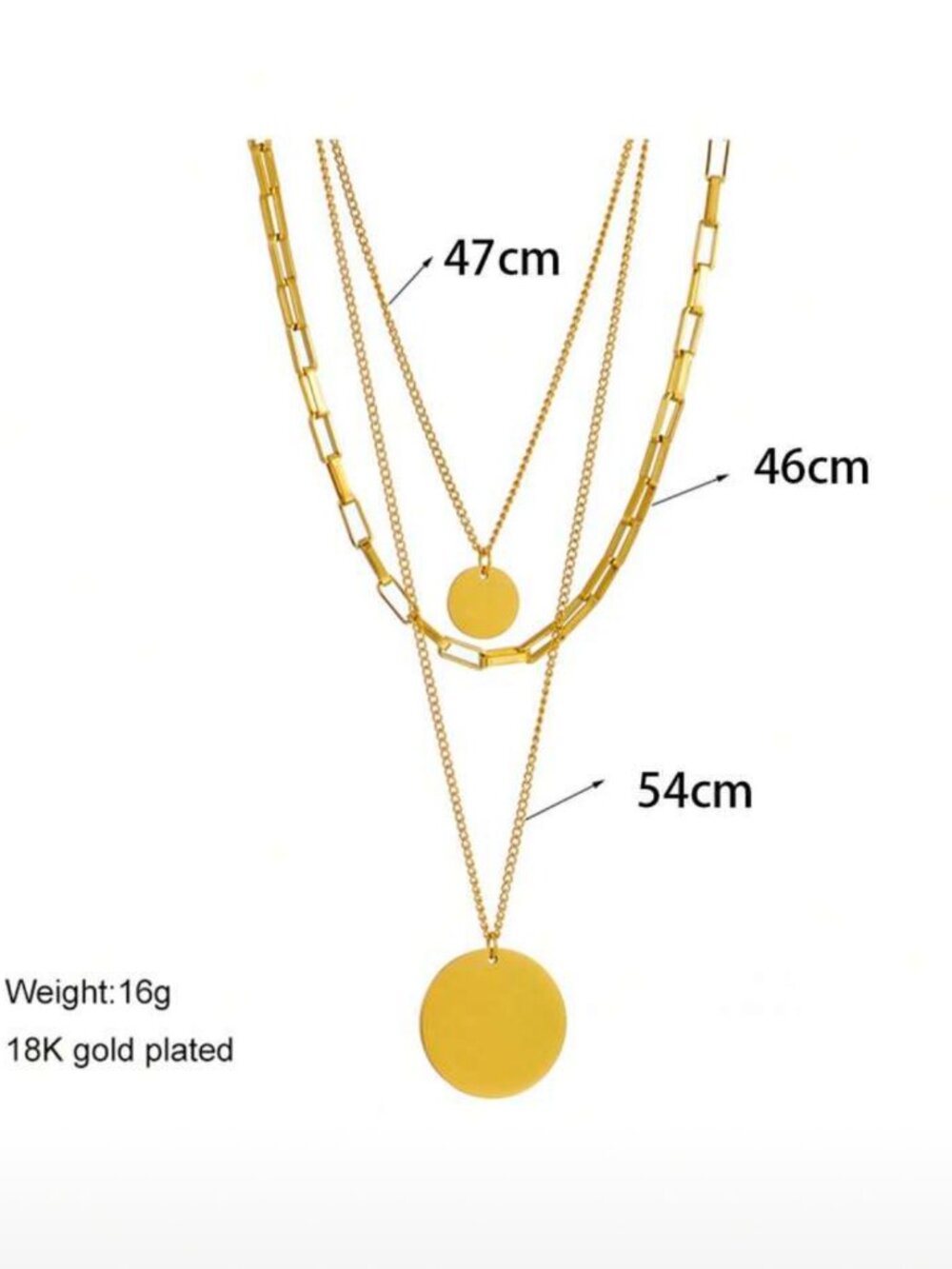 New Stainless Steel Gold Plated Multi-Layer Pendant Necklace - Picture 7 of 7